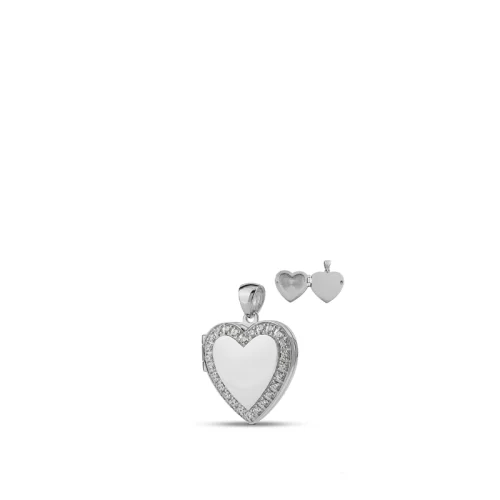 Love Heart Locket Pendant With Gems