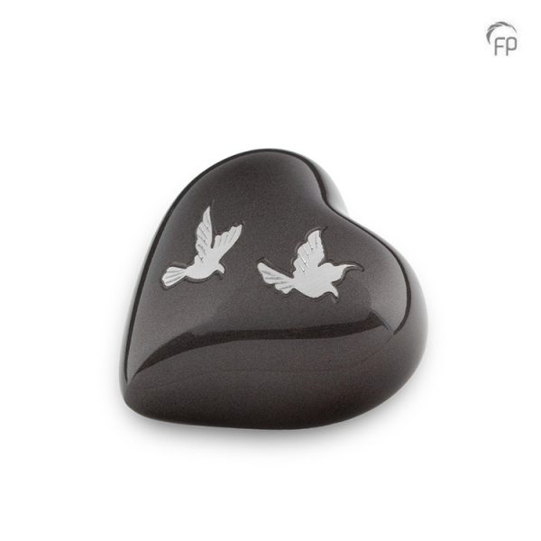 Bird Design Heart Metal Keepsake Urn