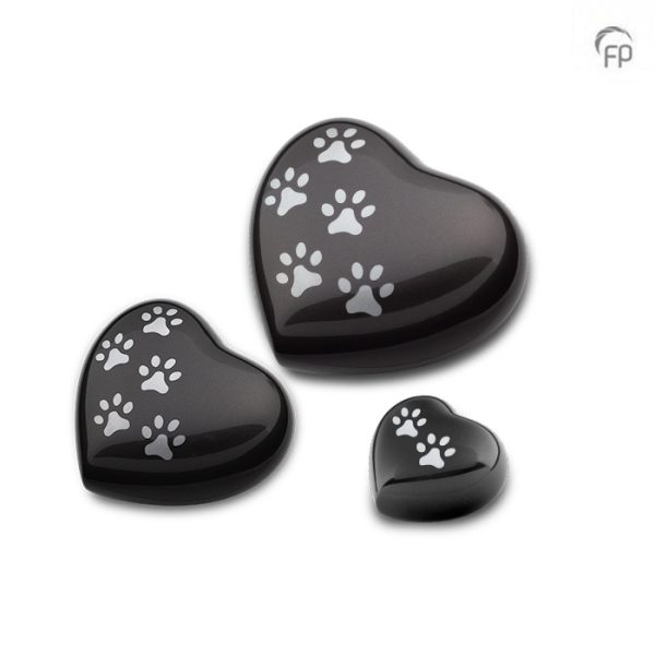 Metal Paw Print Heart Urn