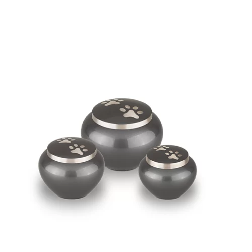 Metal Paw Print Lid Black Pet Urns