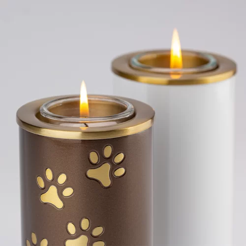 Pet Urn with Paw Print Candle Holder