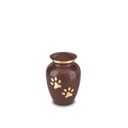 Brown & Gold Traditional Paw Print Design Pet Urn