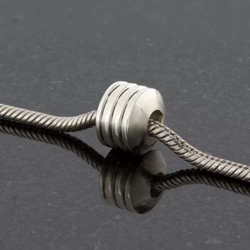 Ribbed Memorial Bead Charm for Ashes